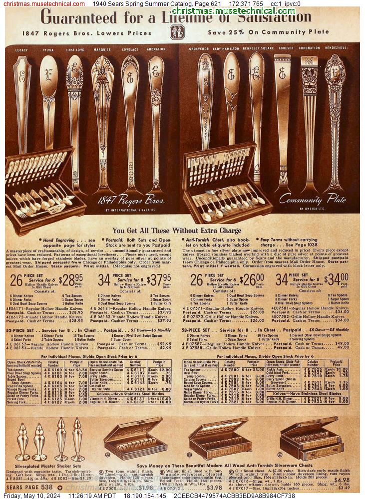 1940 Sears Spring Summer Catalog, Page 621
