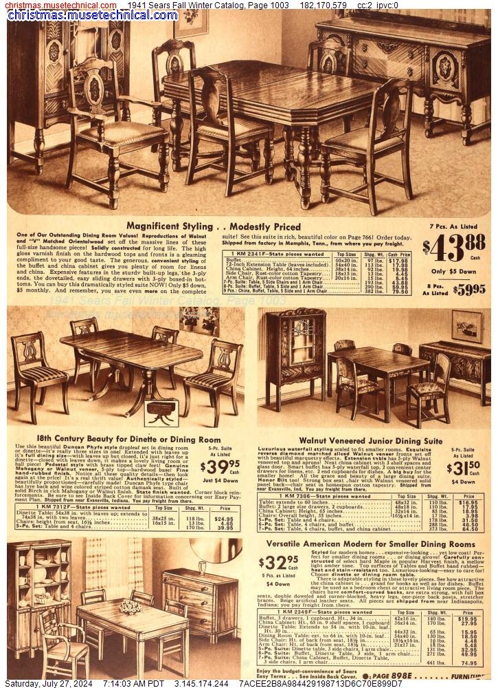 1941 Sears Fall Winter Catalog, Page 1003