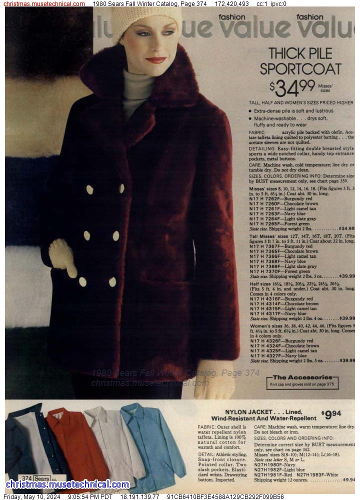 1980 Sears Fall Winter Catalog, Page 374