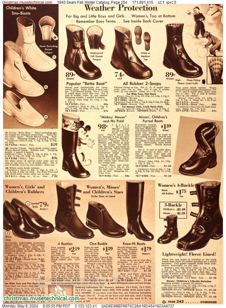 1940 Sears Fall Winter Catalog, Page 254