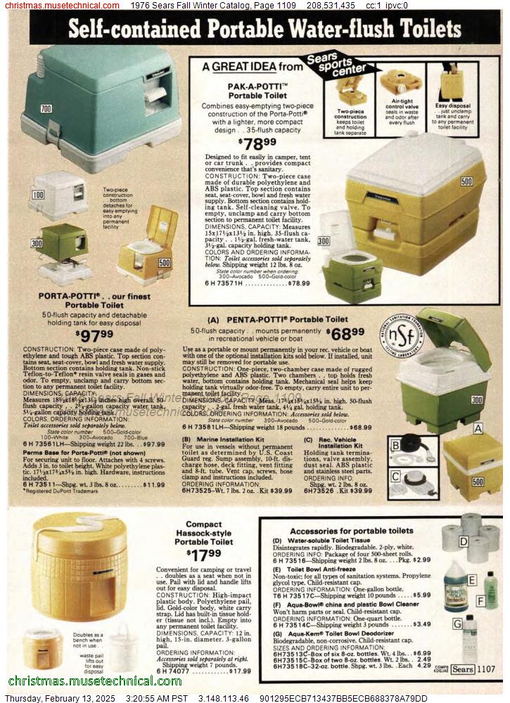 1976 Sears Fall Winter Catalog, Page 1109