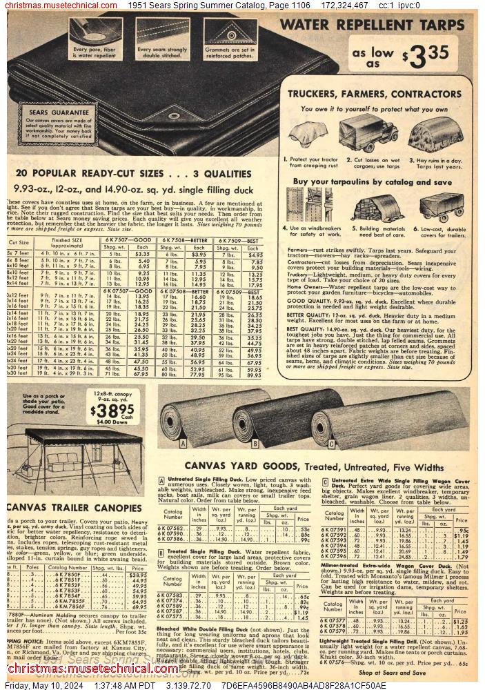 1951 Sears Spring Summer Catalog, Page 1106