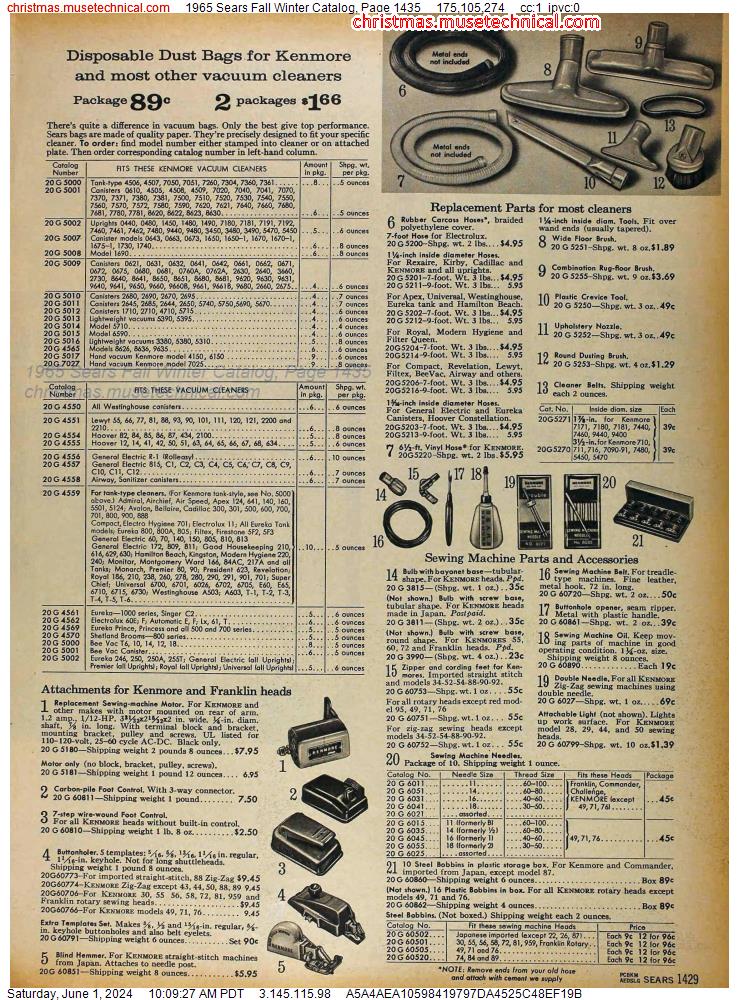 1965 Sears Fall Winter Catalog, Page 1435