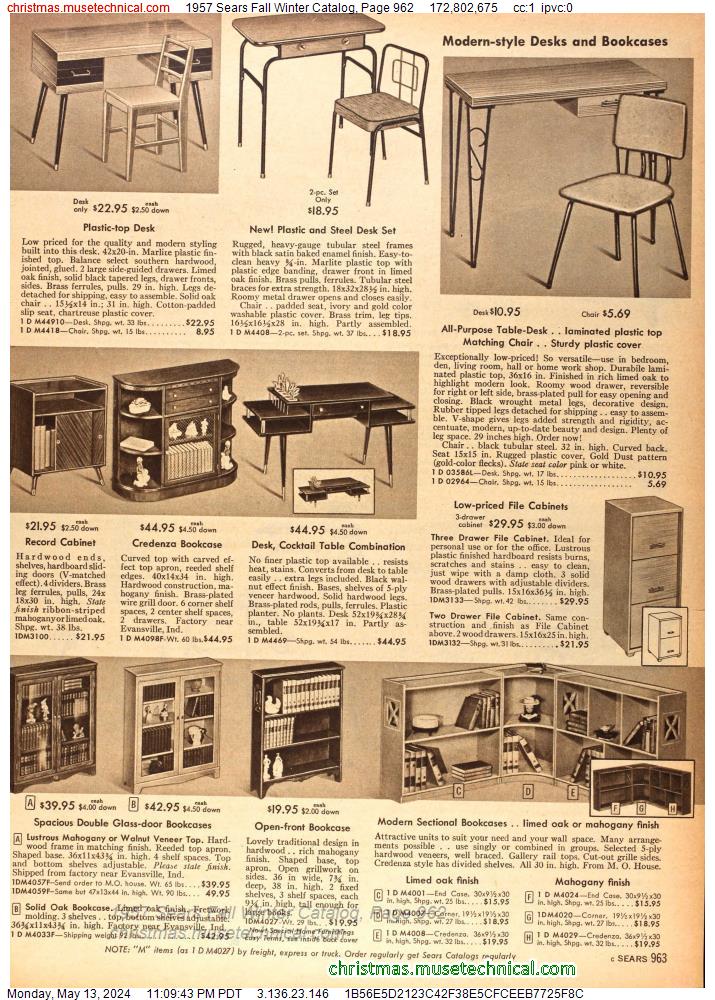 1957 Sears Fall Winter Catalog, Page 962