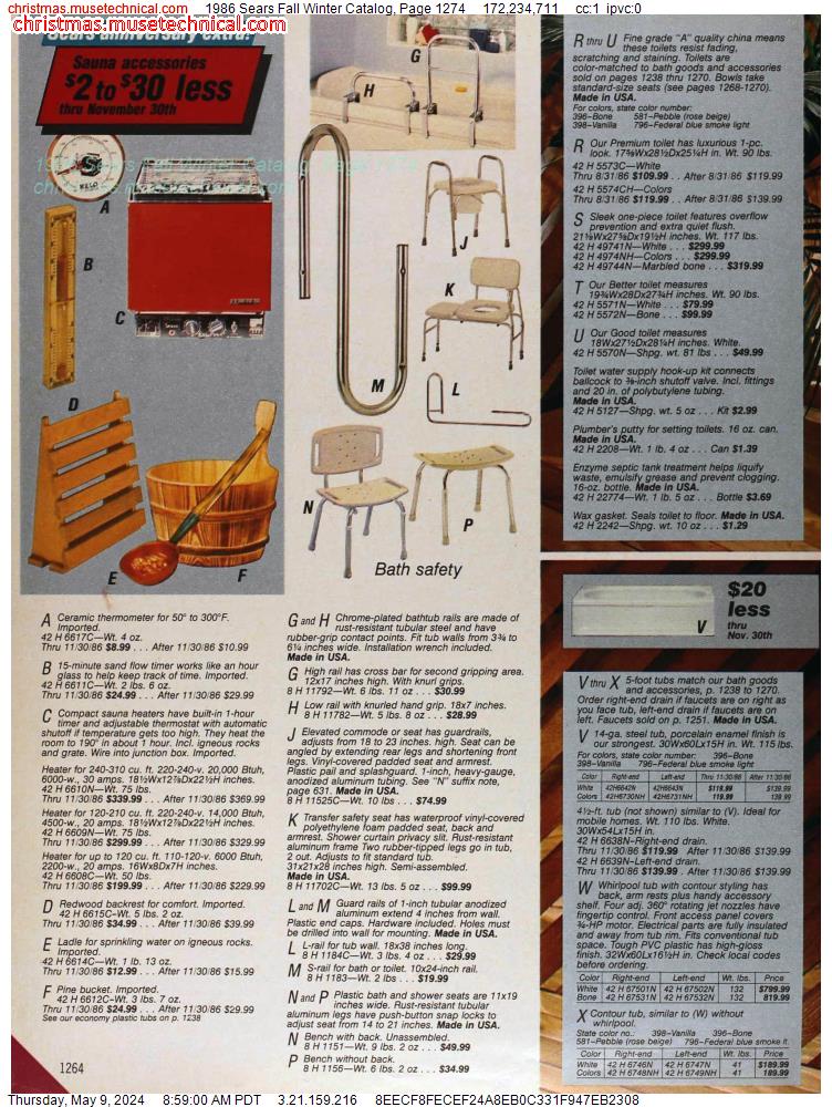1986 Sears Fall Winter Catalog, Page 1274
