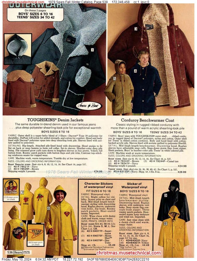 1978 Sears Fall Winter Catalog, Page 538