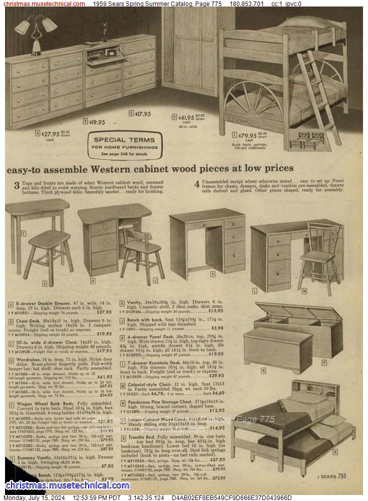 1959 Sears Spring Summer Catalog, Page 775