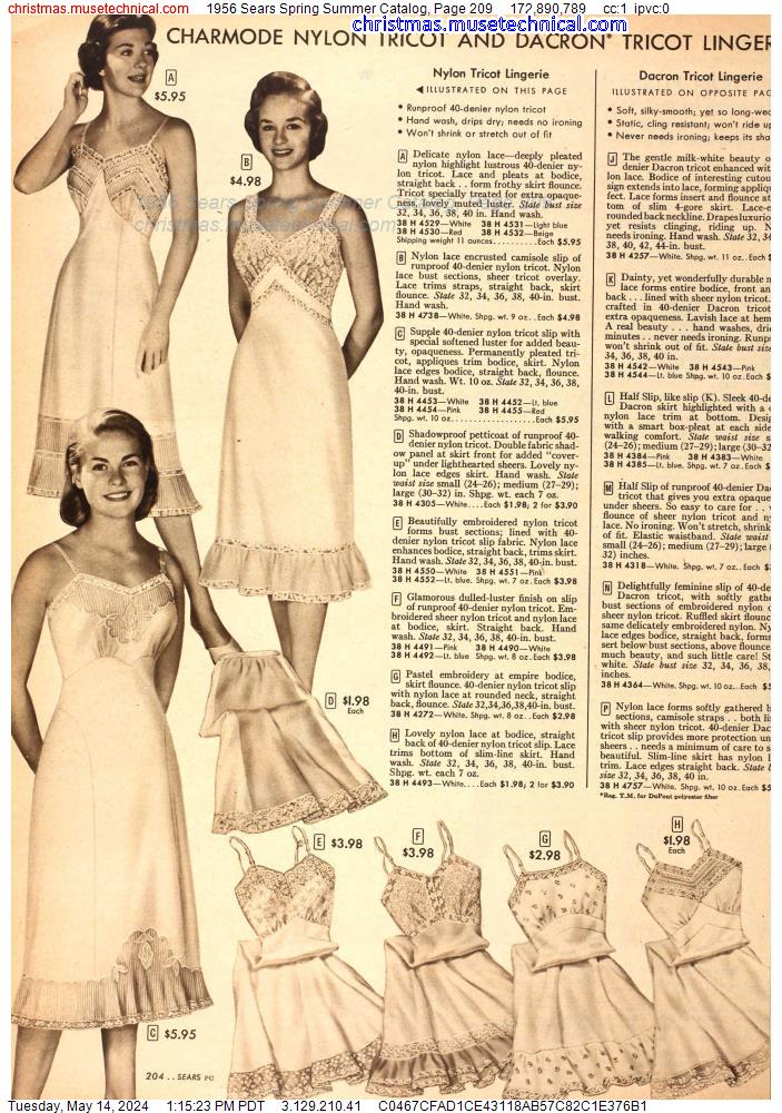 1956 Sears Spring Summer Catalog, Page 209