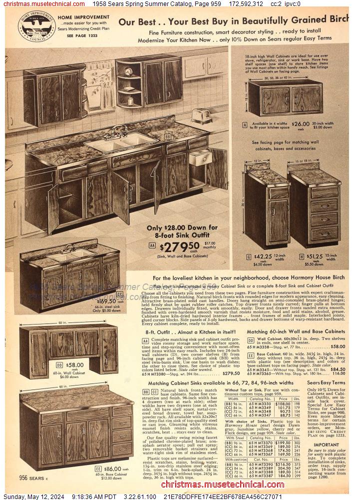 1958 Sears Spring Summer Catalog, Page 959