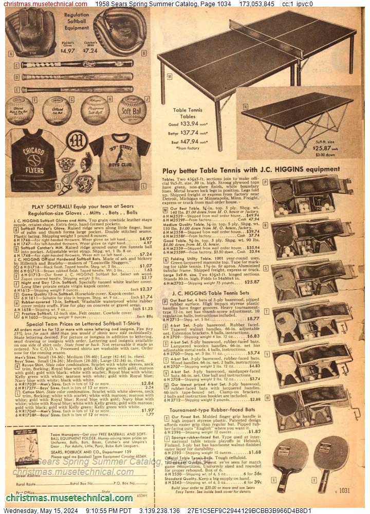 1958 Sears Spring Summer Catalog, Page 1034
