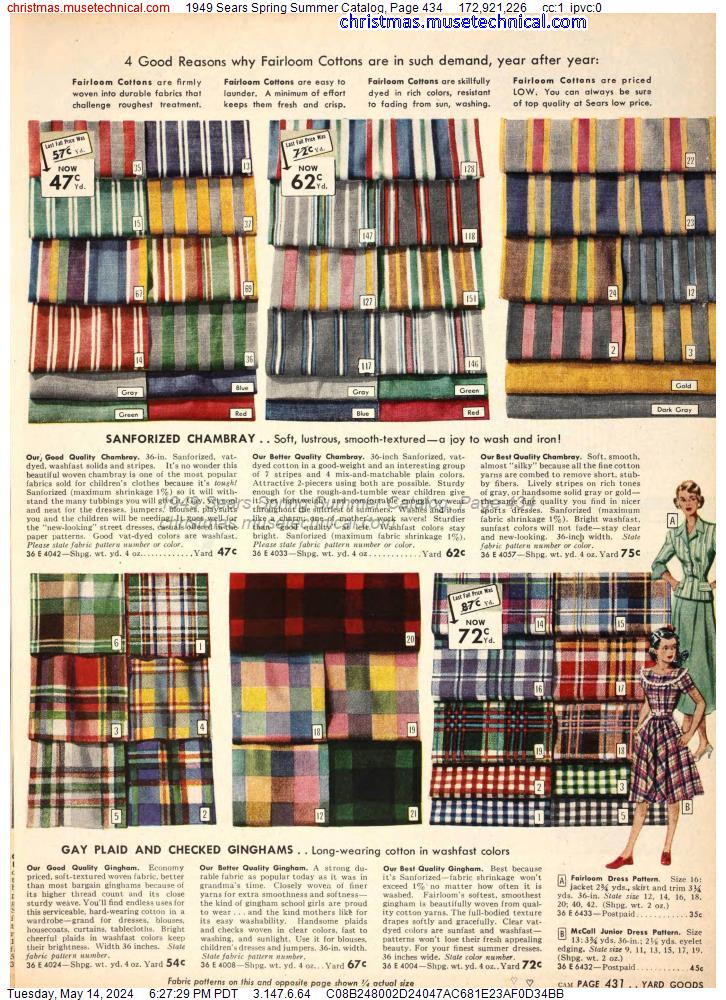 1949 Sears Spring Summer Catalog, Page 434