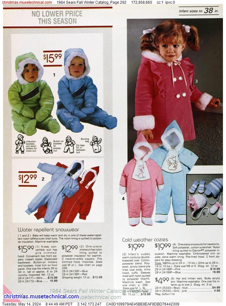 1984 Sears Fall Winter Catalog, Page 292
