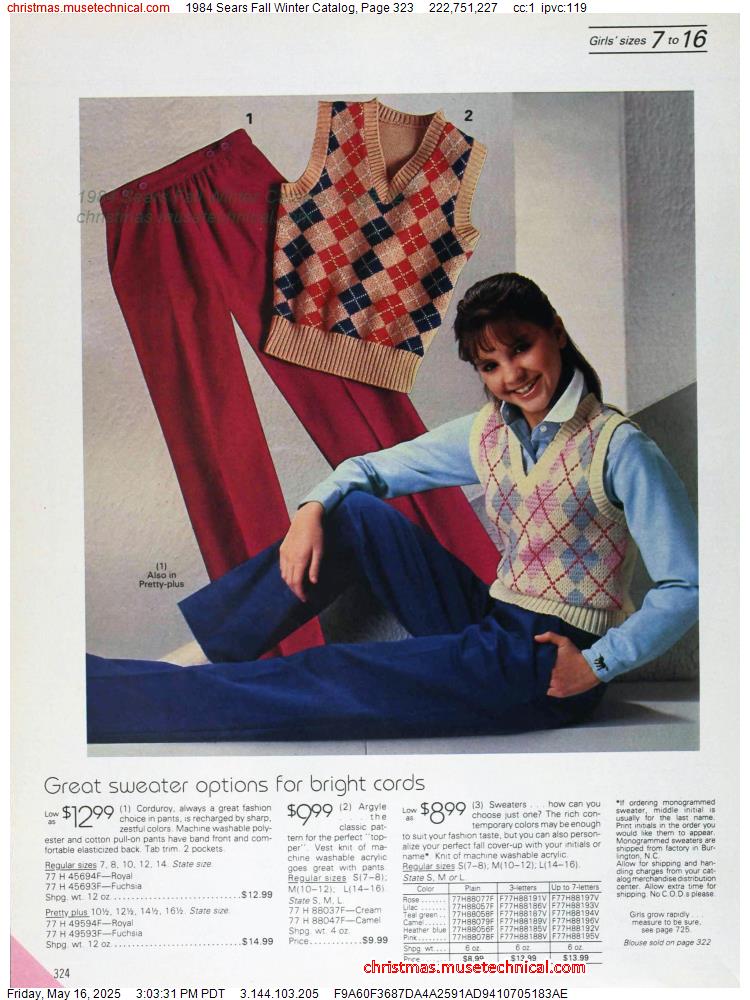 1984 Sears Fall Winter Catalog, Page 323