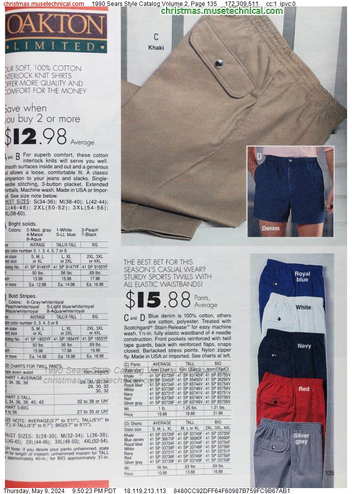 1990 Sears Style Catalog Volume 2, Page 135