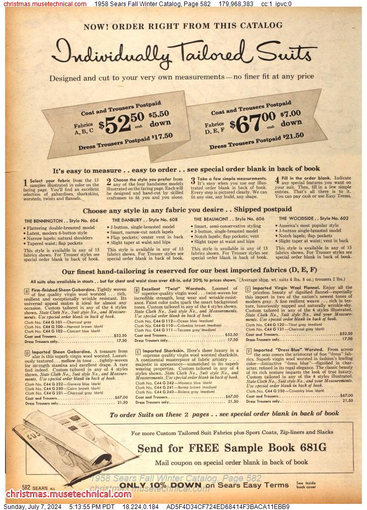 1958 Sears Fall Winter Catalog, Page 582