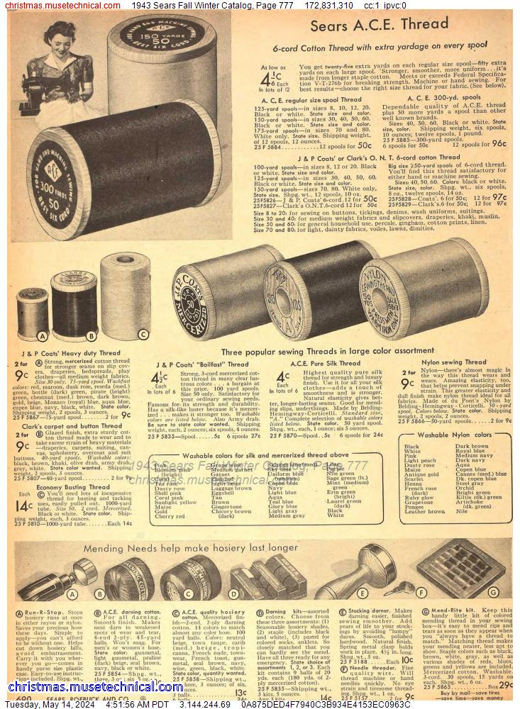 1943 Sears Fall Winter Catalog, Page 777