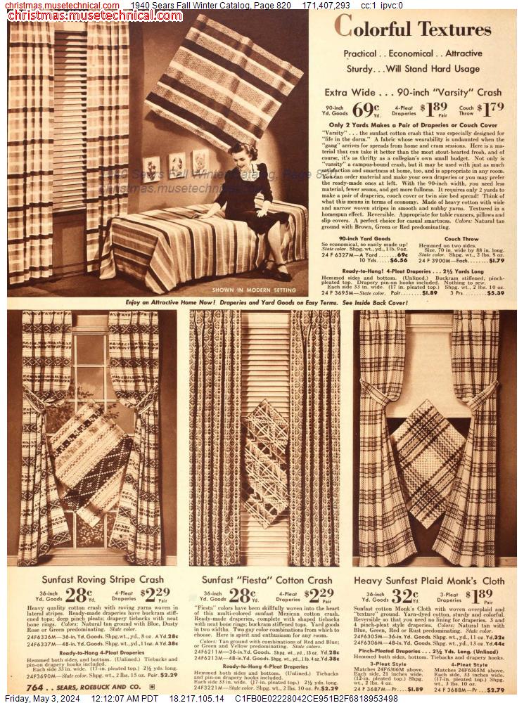 1940 Sears Fall Winter Catalog, Page 820