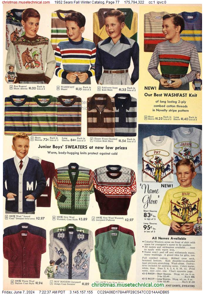 1952 Sears Fall Winter Catalog, Page 77