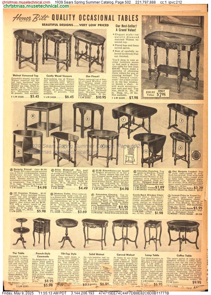 1939 Sears Spring Summer Catalog, Page 502