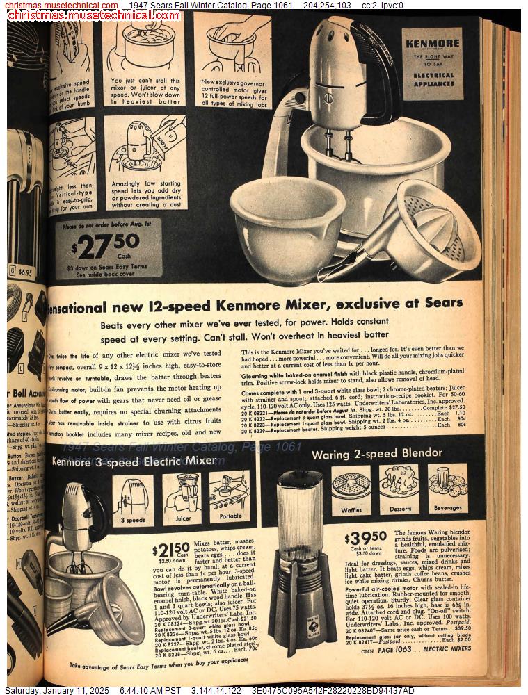 1947 Sears Fall Winter Catalog, Page 1061