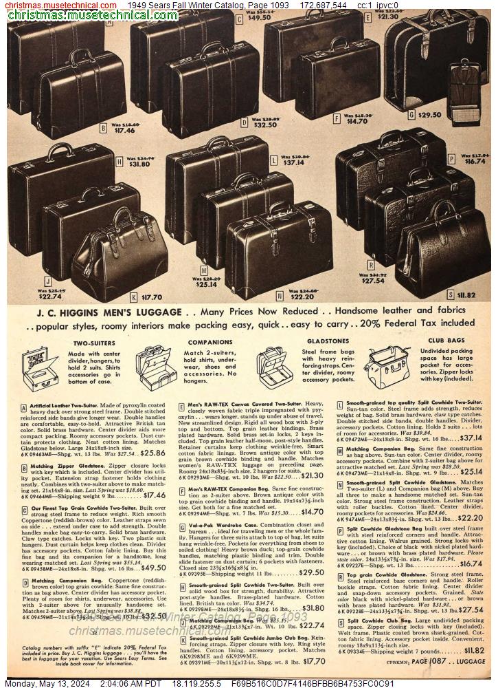 1949 Sears Fall Winter Catalog, Page 1093