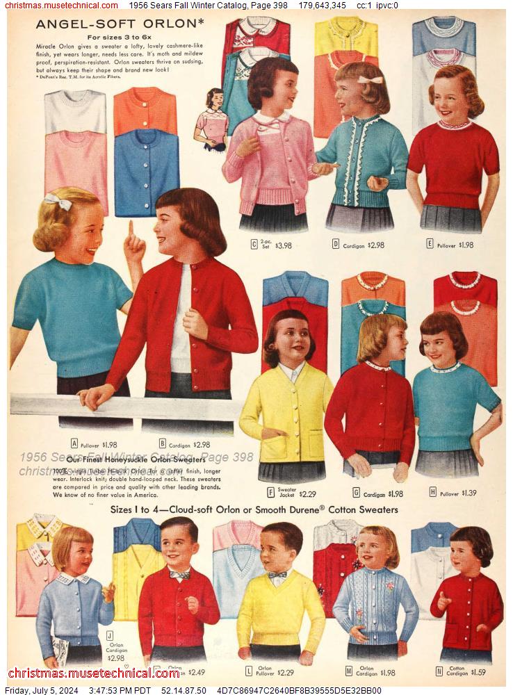 1956 Sears Fall Winter Catalog, Page 398