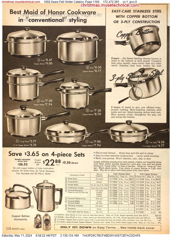 1959 Sears Fall Winter Catalog, Page 1180
