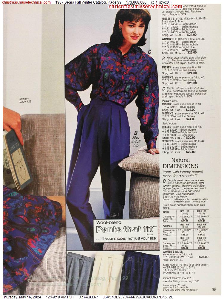 1987 Sears Fall Winter Catalog, Page 99