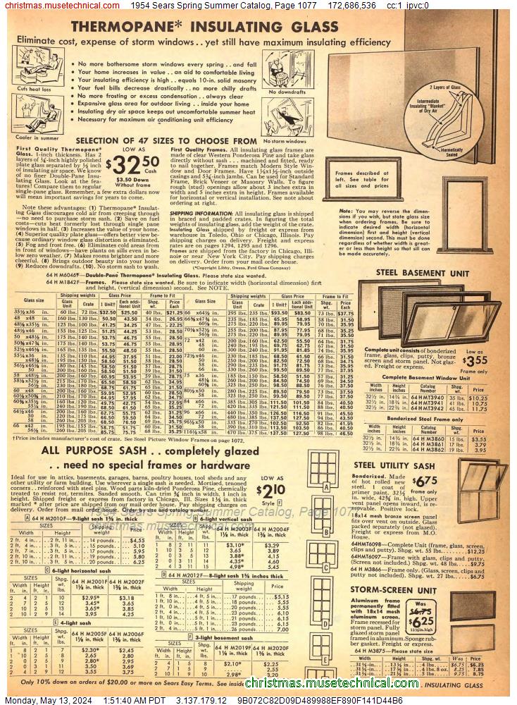 1954 Sears Spring Summer Catalog, Page 1077