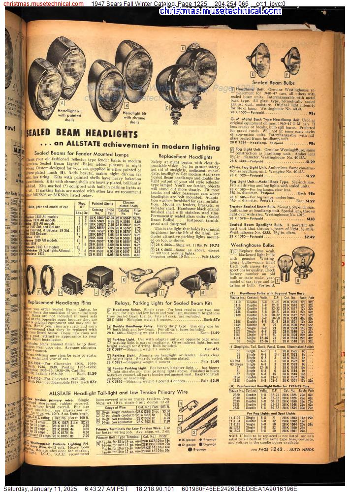 1947 Sears Fall Winter Catalog, Page 1225