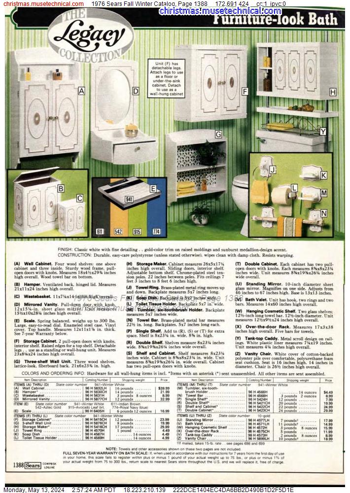 1976 Sears Fall Winter Catalog, Page 1388