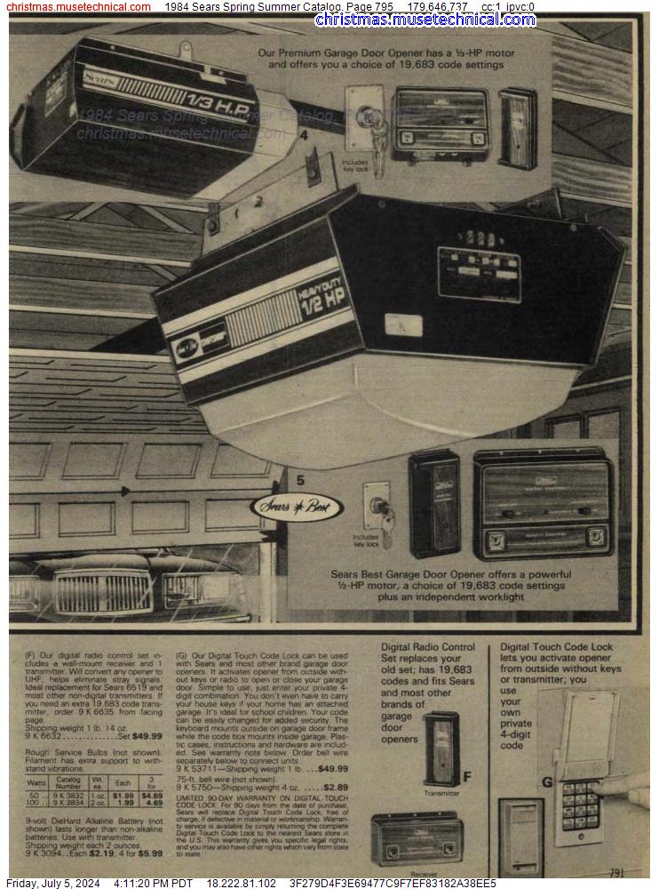 1984 Sears Spring Summer Catalog, Page 795