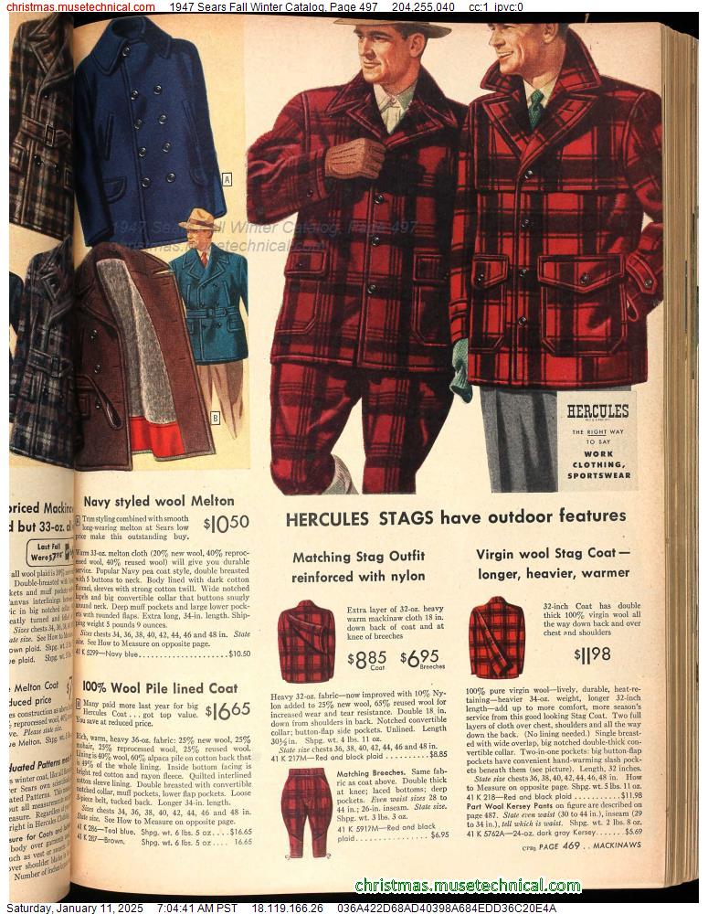 1947 Sears Fall Winter Catalog, Page 497