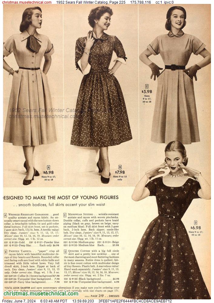 1952 Sears Fall Winter Catalog, Page 225