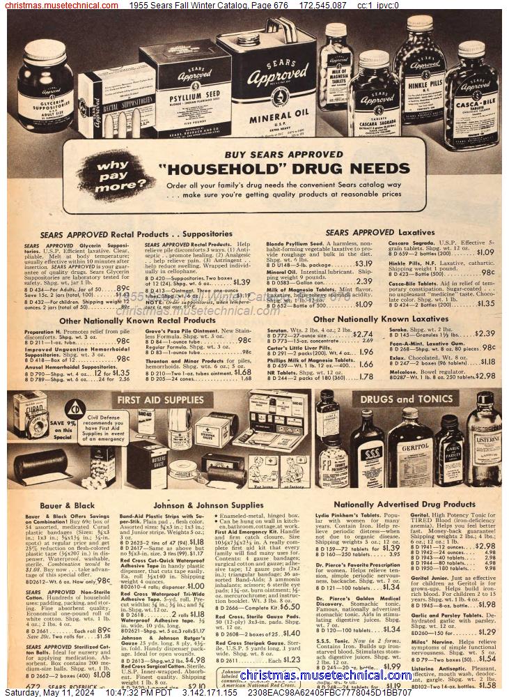 1955 Sears Fall Winter Catalog, Page 676