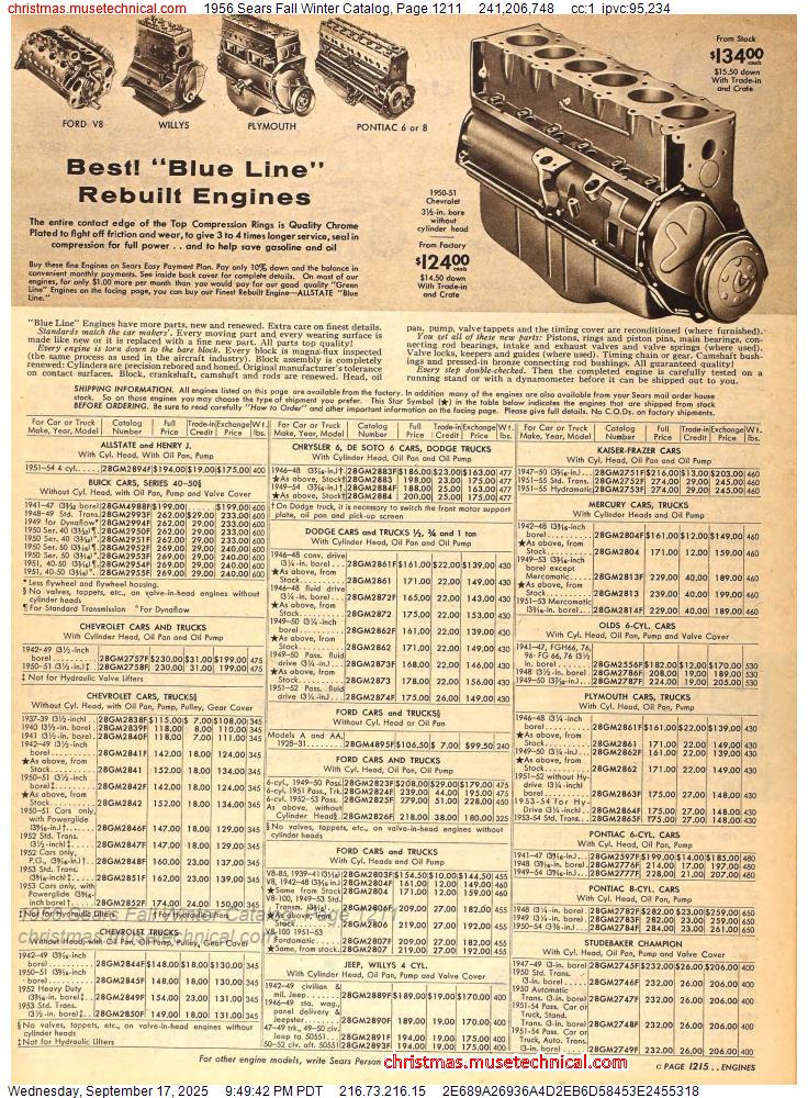 1956 Sears Fall Winter Catalog, Page 1211