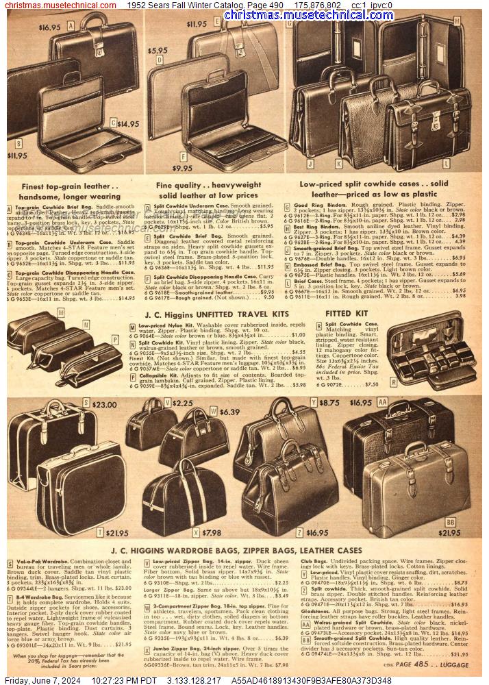 1952 Sears Fall Winter Catalog, Page 490