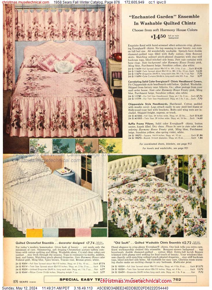 1958 Sears Fall Winter Catalog, Page 876