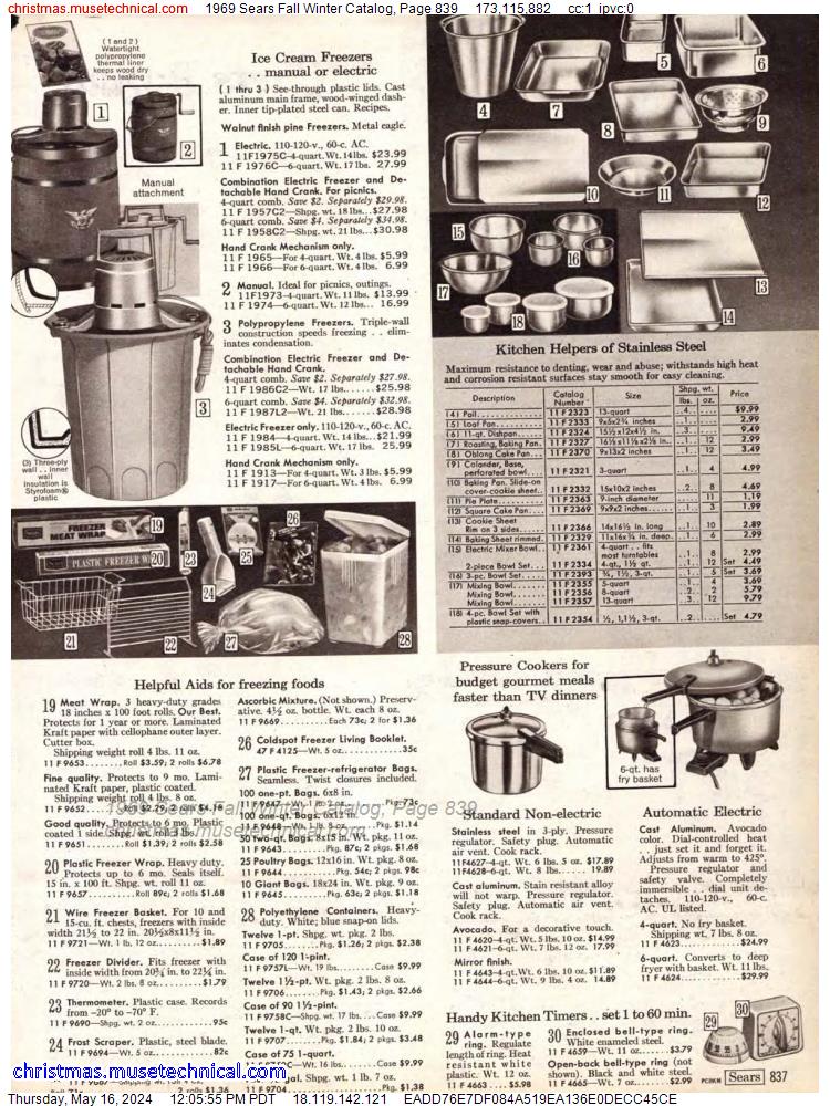 1969 Sears Fall Winter Catalog, Page 839