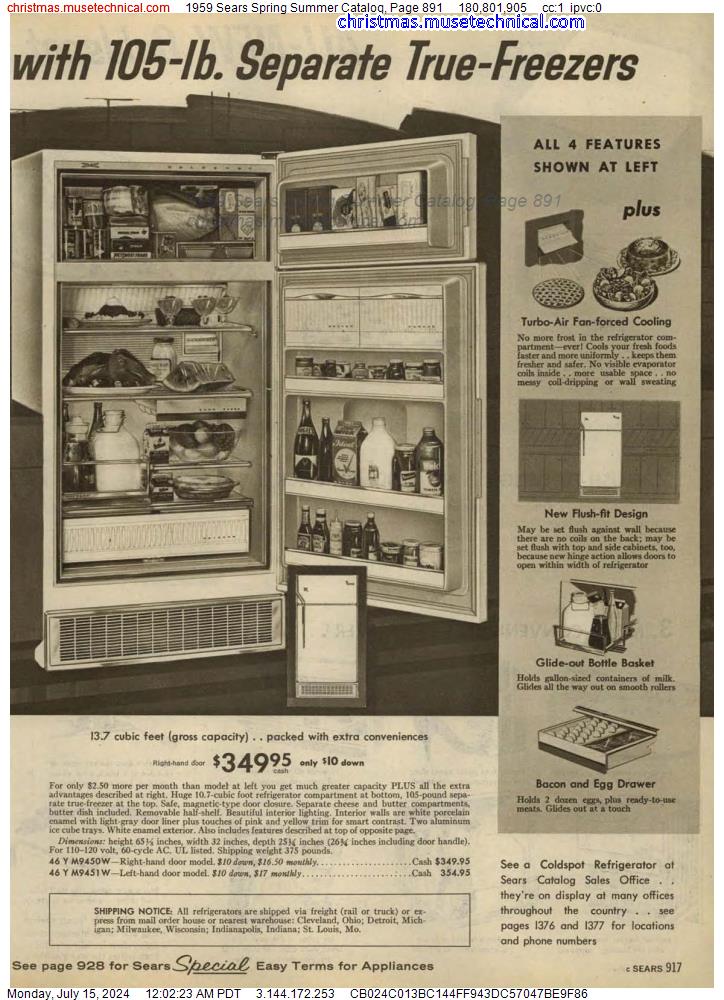 1959 Sears Spring Summer Catalog, Page 891