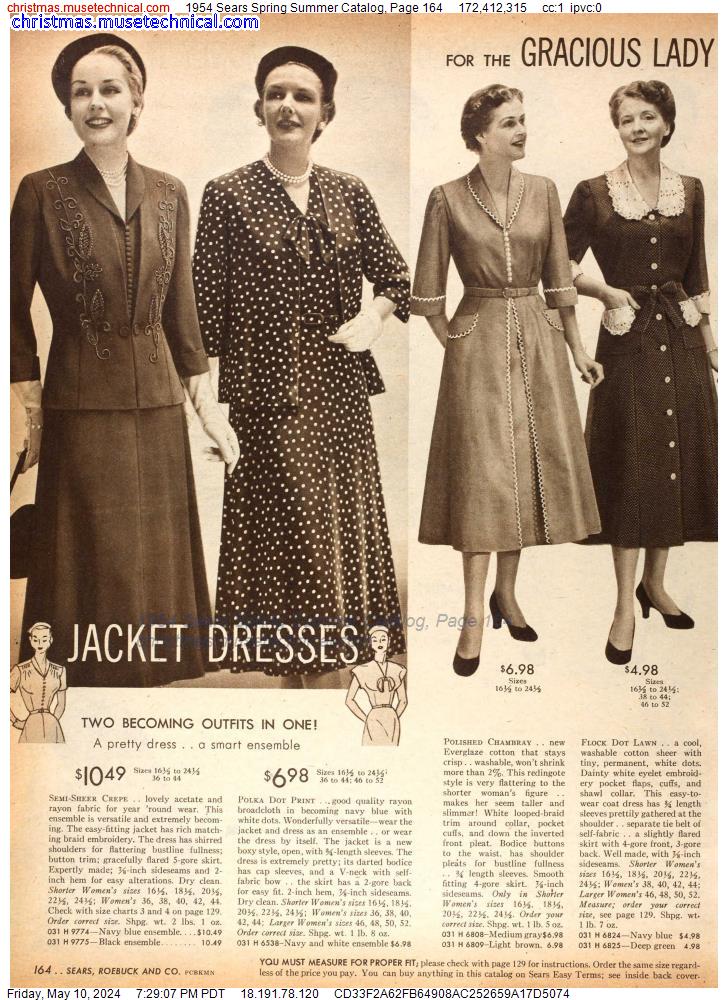 1954 Sears Spring Summer Catalog, Page 164