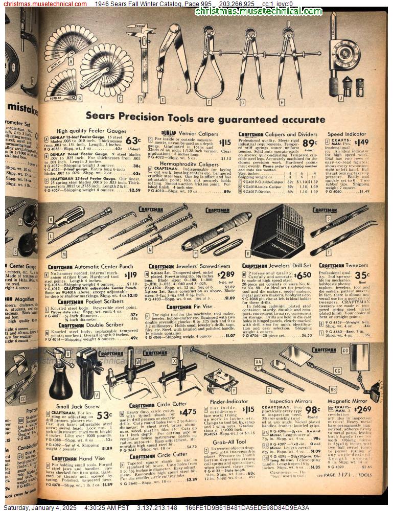 1946 Sears Fall Winter Catalog, Page 995