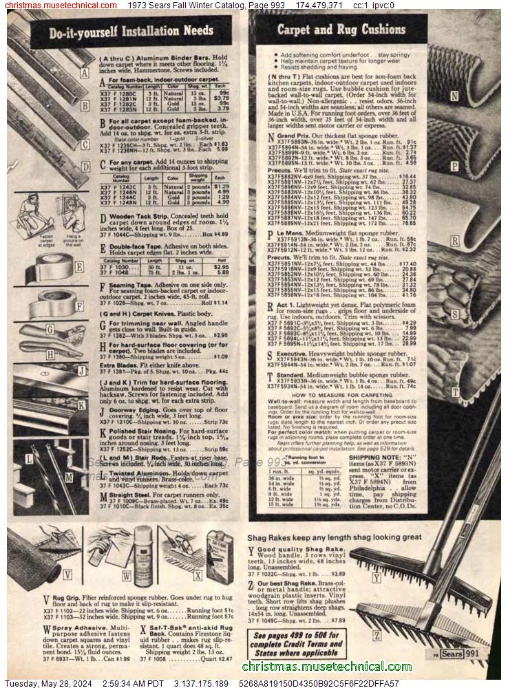 1973 Sears Fall Winter Catalog, Page 993