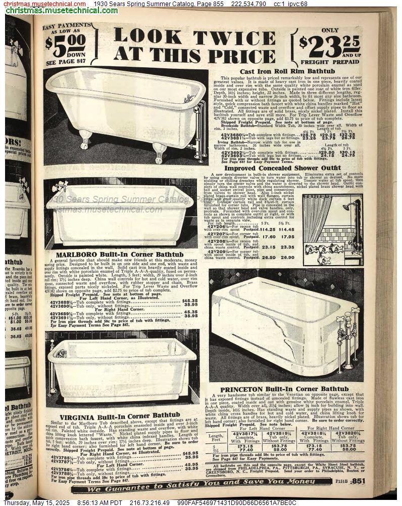1930 Sears Spring Summer Catalog, Page 855