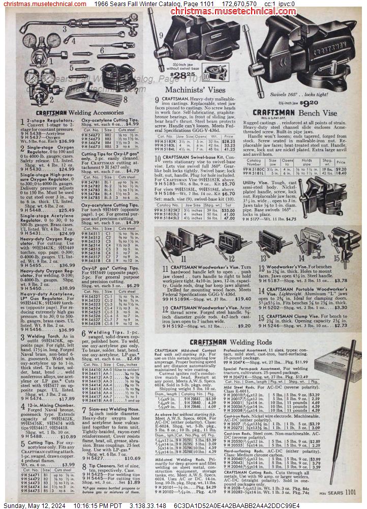 1966 Sears Fall Winter Catalog, Page 1101