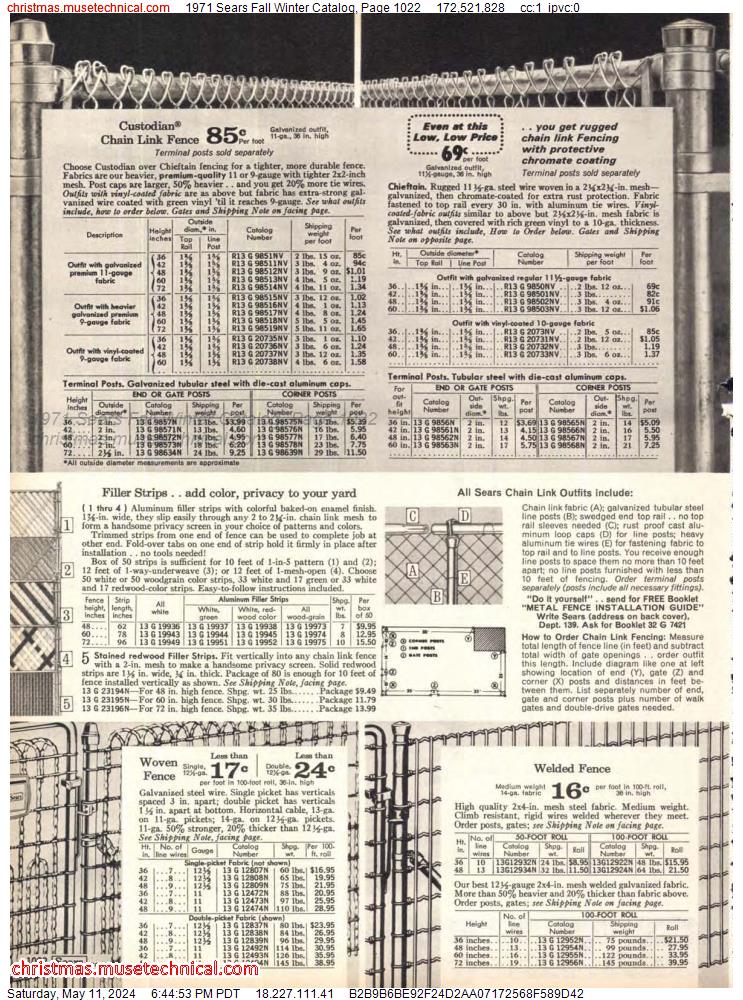 1971 Sears Fall Winter Catalog, Page 1022