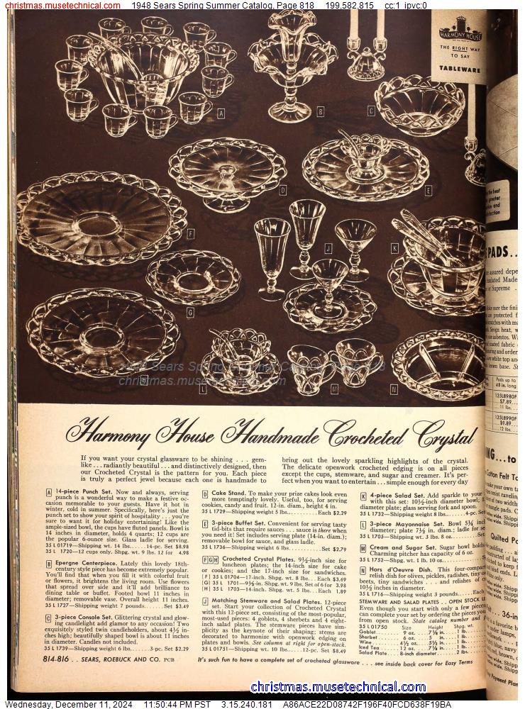 1948 Sears Spring Summer Catalog, Page 818