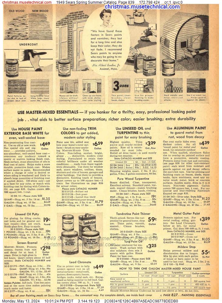 1949 Sears Spring Summer Catalog, Page 839