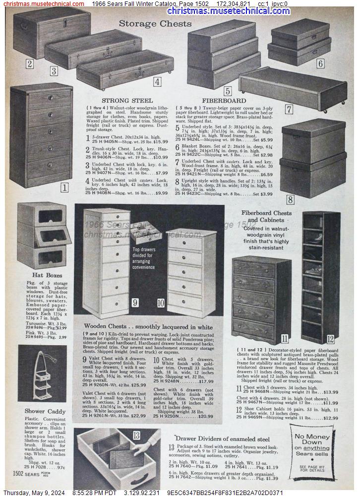 1966 Sears Fall Winter Catalog, Page 1502