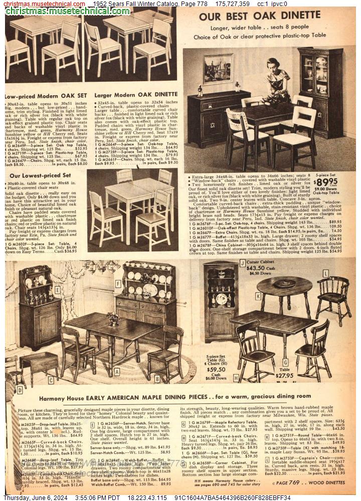 1952 Sears Fall Winter Catalog, Page 778